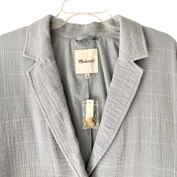 Madewell NWTs Larsen Relaxed Blue Blazer Linen Cotton size XL Boyfriend - Picture 4 of 11